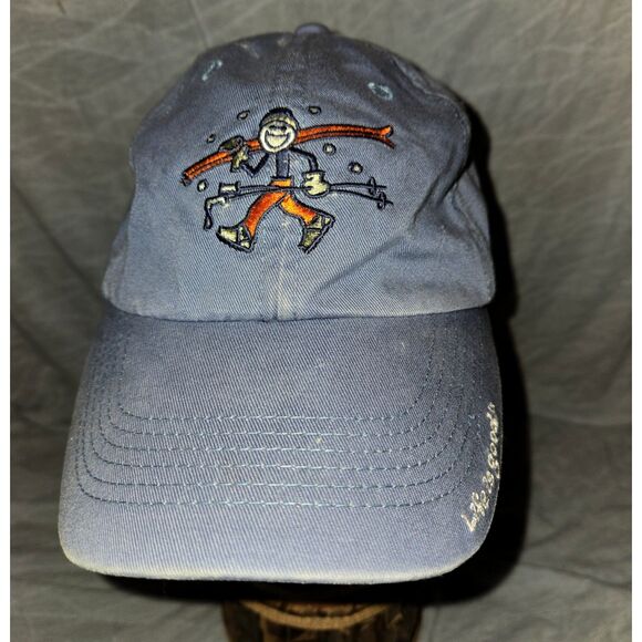 Women's "Life Is Good" Embroidered Ball Cap, Jake Carrying Skis - Picture 1 of 4